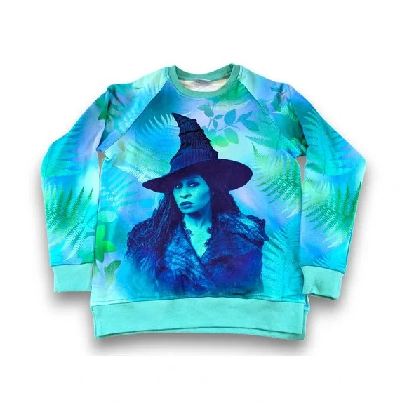 Bums and Roses x Wicked Elphaba Witch Sweatshirt Top Bamboo Viscose Girls 7/8 - Picture 1 of 8